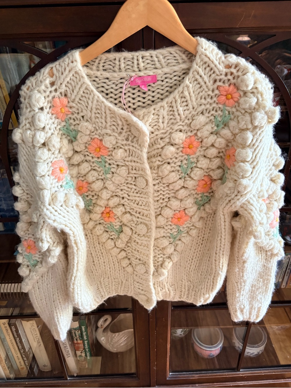 Sugar Thrillz Bobble Crochet Floral Cardigan. Sweater